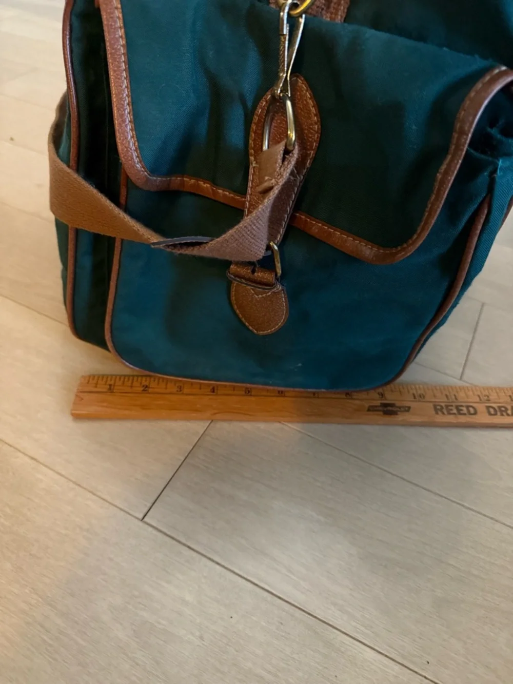 Polo Ralph Lauren Green Canvas Weekender Bag with Brown Trim